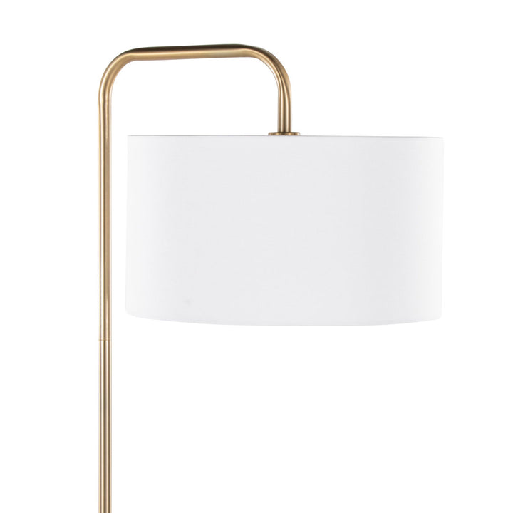 Batesville 63.75" Arched Floor Lamp Wade Logan® Base Finish: Plated Gold/Off-White Linen