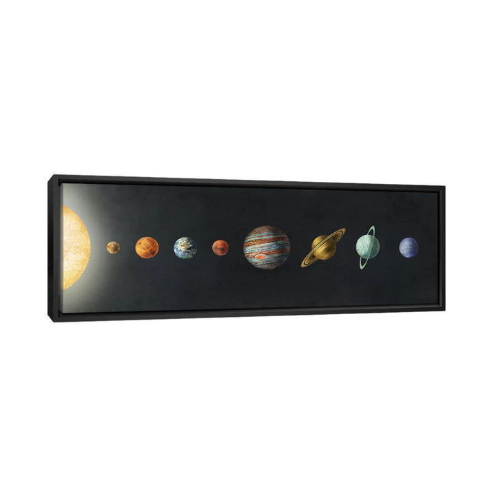 The Solar System' by Terry Fan - Wrapped Canvas Panoramic Print Harriet Bee Size: 16" H x 48" W x 1.5" D Format: Black Framed Canvas