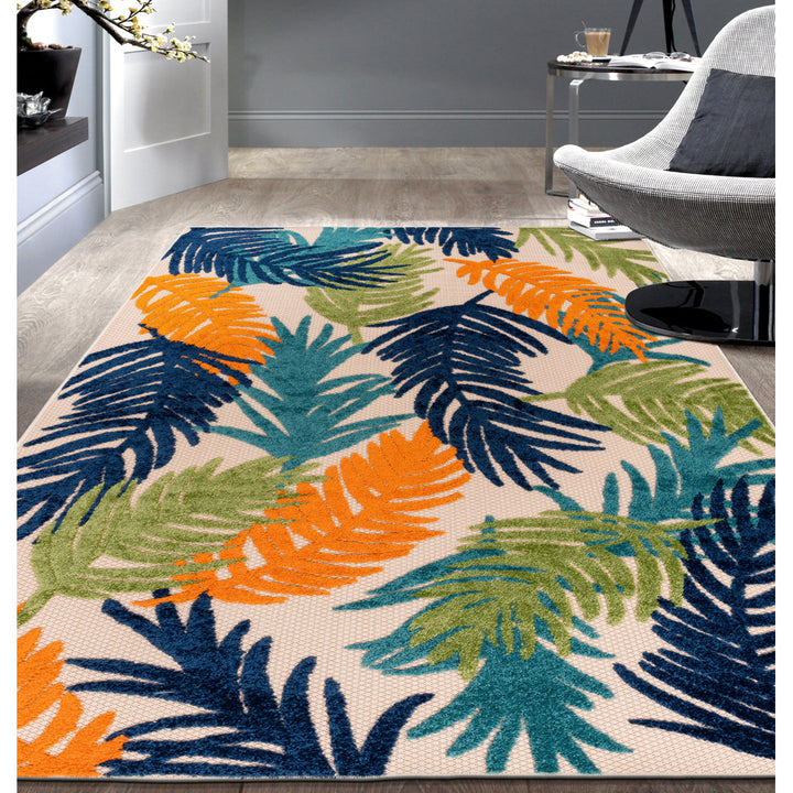 Hernandez Floral Blue/Green/Orange Indoor & Outdoor Area Rug Beachcrest Home™ Rug Size: Rectangle 7'10" x 10'