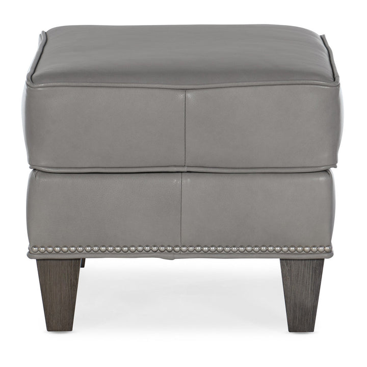 Davidson 25" Wide Genuine Leather Rectangle Standard Ottoman Bradington-Young Leg Color: New Classiques Nailhead Detail: No Nailhead, Body Fabric: Aline Light Gray Stonewash Genuine Leather