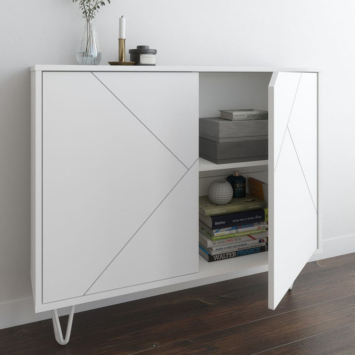 Azerion 2 - Door Accent Cabinet Wade Logan® Color: White