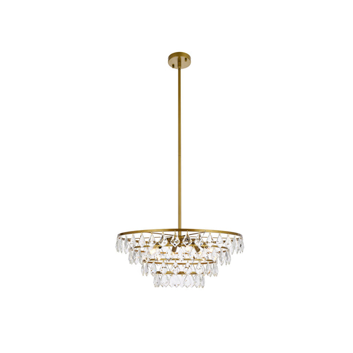Marina 6 - Light Unique Tiered Chandelier with Crystal Greyleigh™ Size: 58" H x 28" W x 28" D Finish: Brass