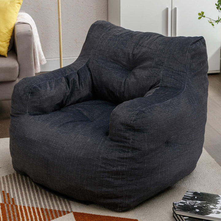 Medium Bean Bag Chair Viv + Rae™ Body Fabric: Dark Gray Teddy Linen