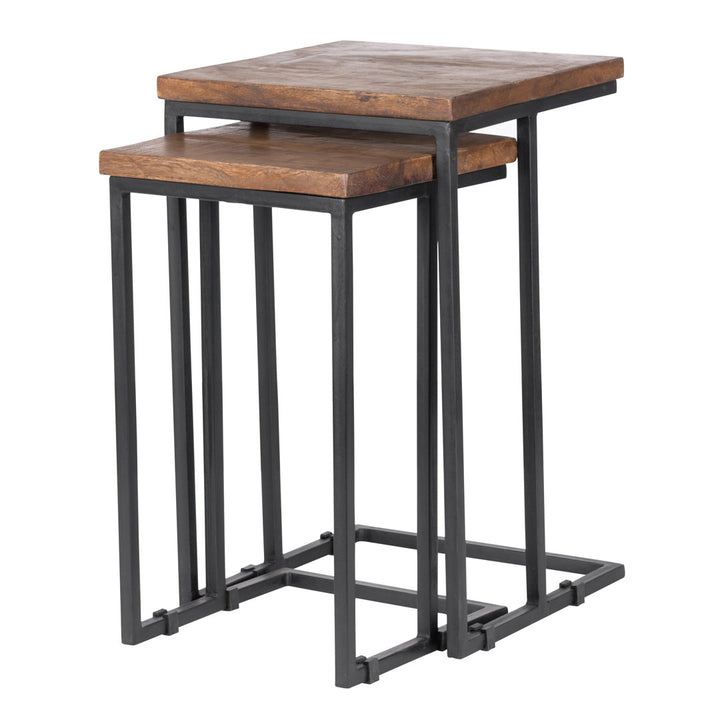 Eastville C Table Nesting Tables Steelside™ Color: Black/Mahogany Brown