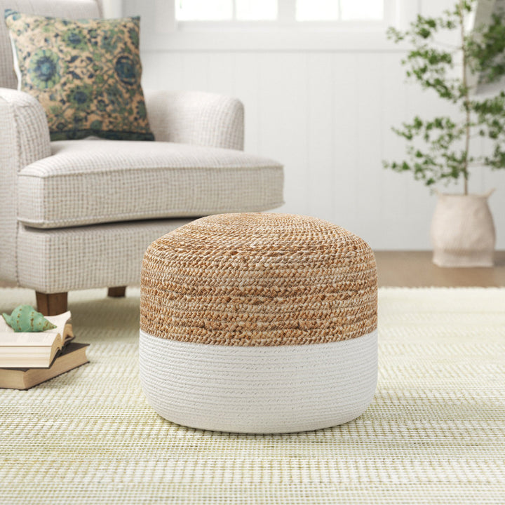 Otis 18'' Wide Round Pouf Ottoman Sand & Stable™