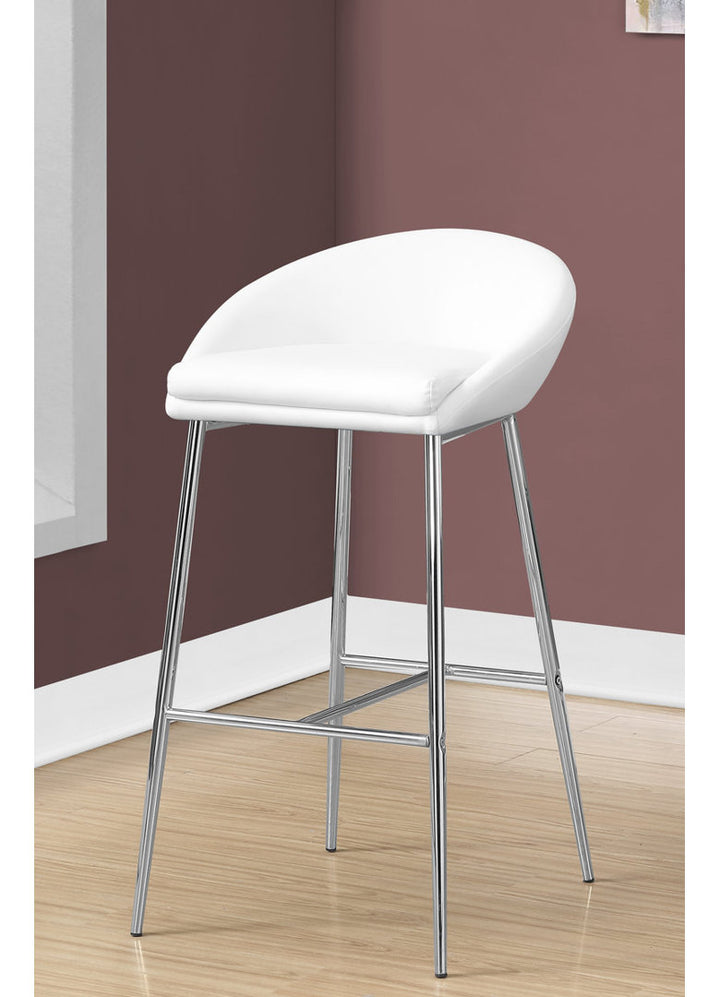 Glaser Bar Stool, Counter Height, Kitchen, Chrome, Contemporary (Set of 2) Wade Logan® Seat Height: Bar Stool (29.75" Seat Height ), Upholstery: White
