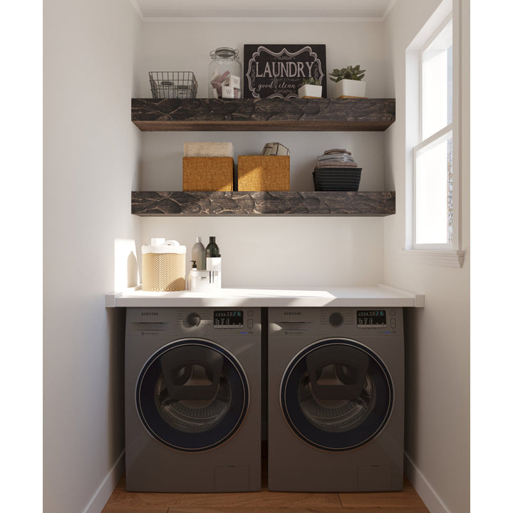 Rough Hewn Fireplace Shelf Mantel Dogberry Collections Finish: Dark Chocolate, Shelf Length: 60", Depth: 9"