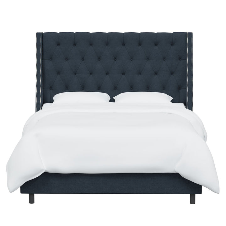 Annabel Upholstered Wingback Bed Kelly Clarkson Home Size: Full Body Fabric: Classic Navy Linen