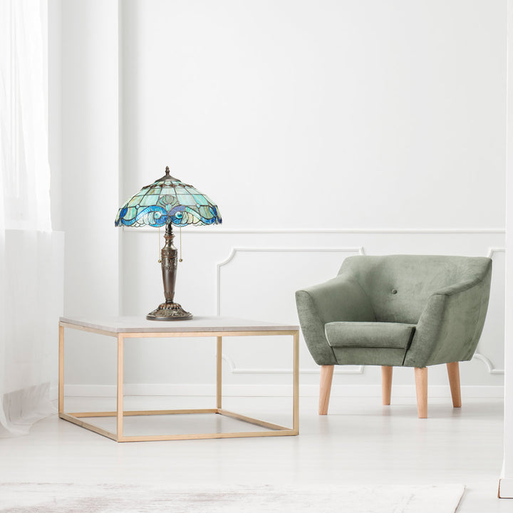 Cristy Hill 20.25"H Baroque Stained Glass Table Lamp Fleur De Lis Living