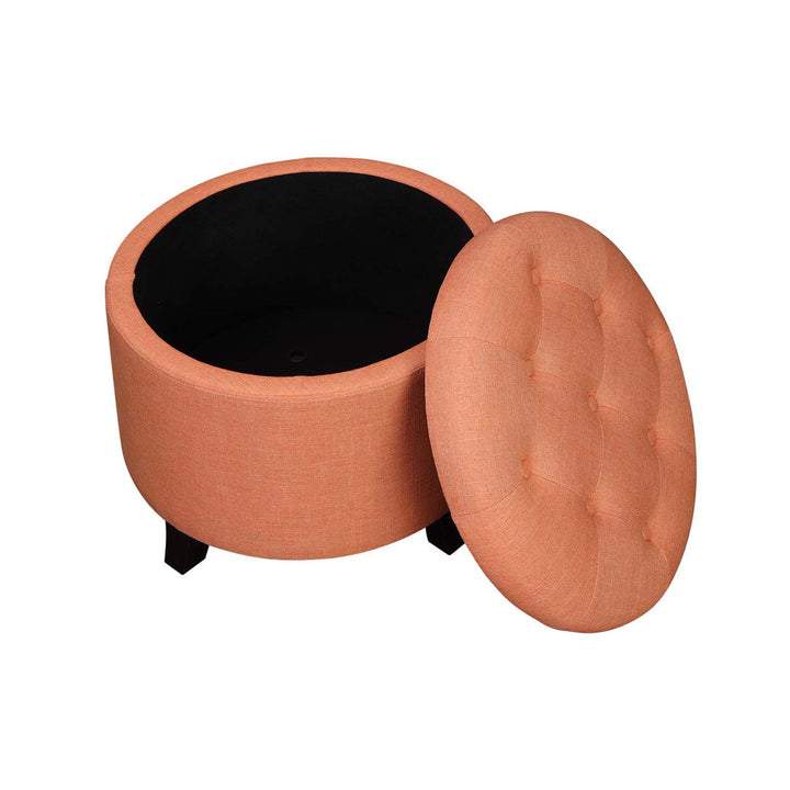 Avers 19.75" Wide Tufted Round Storage Ottoman Andover Mills™ Fabric: Coral Fabric