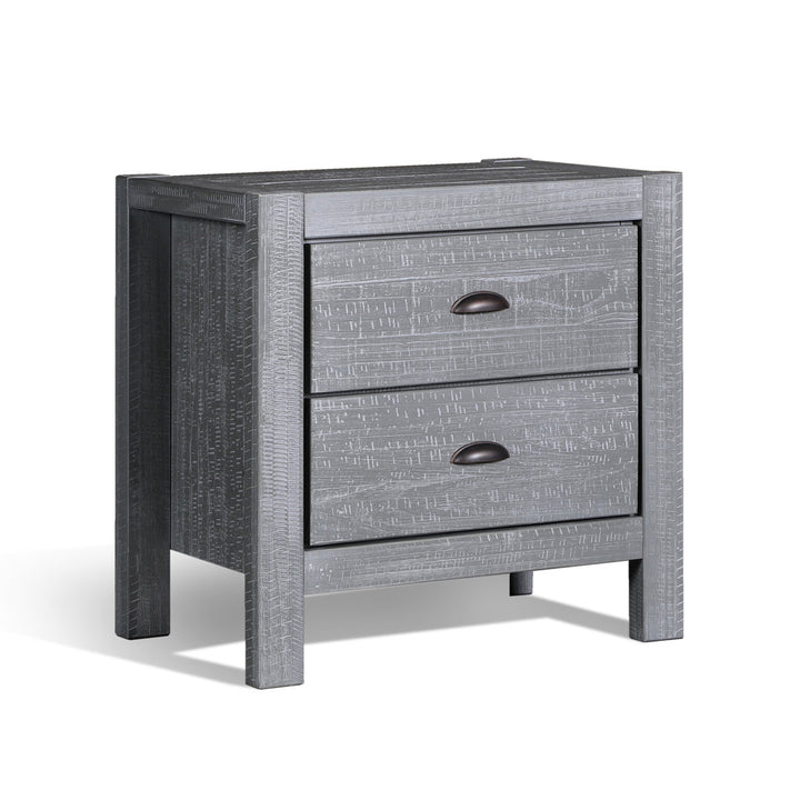 Montauk 2 Drawer Nightstand Grain Wood Furniture Color: Rustic Gray