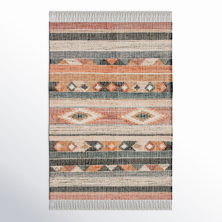 Brooke Southwesten Flatweave Jute/Cotton Blue/Rust Area Rug Kelly Clarkson Home Rug Size: Rectangle 5' x 8'
