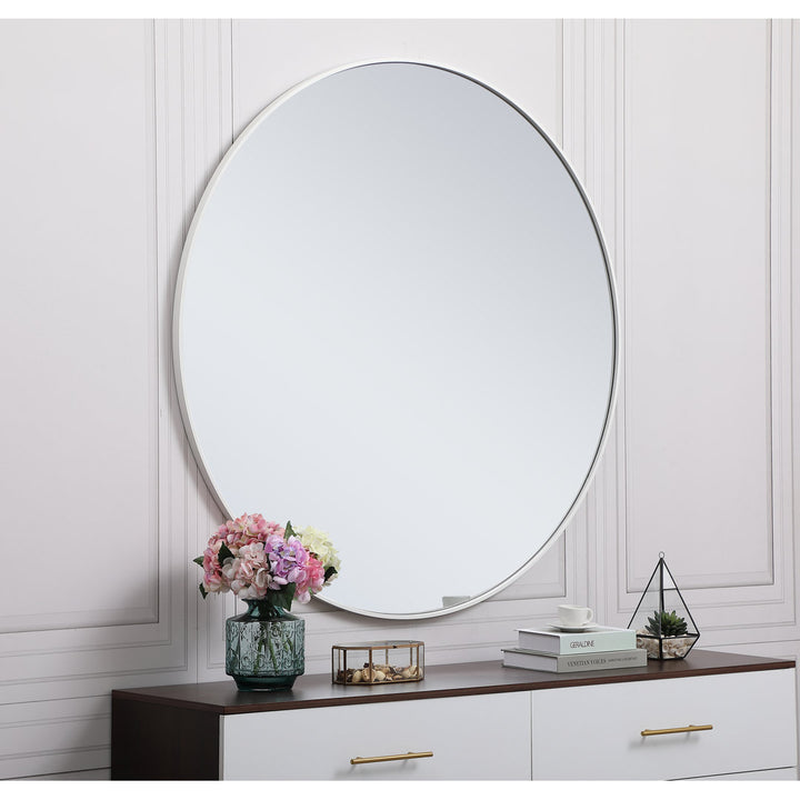 Sabine Metal Round Wall Mirror RE/FINE™ Size: 39" x 39" Finish: White