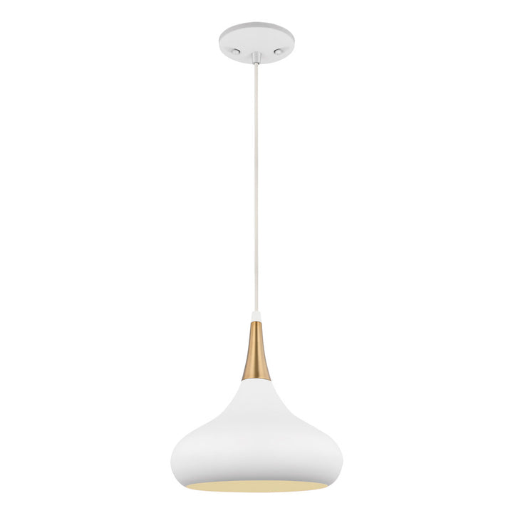 Braylon 1 - Light Single Teardrop Pendant Mercury Row® Size: 10" H x 10" W x 10" D Finish: Matte White/Burnished Brass