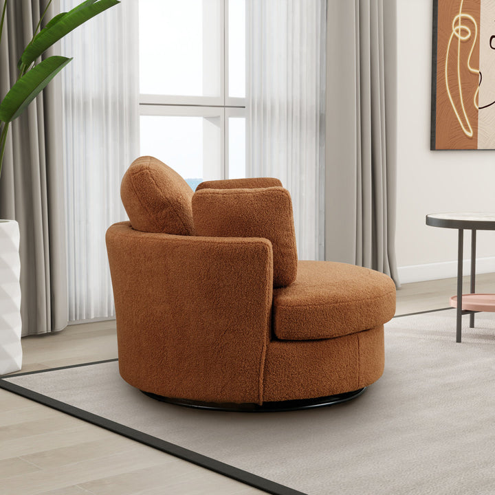 42" Wide Slipcovered Swivel Barrel Chair Latitude Run® Body Fabric: Caramel Boucle