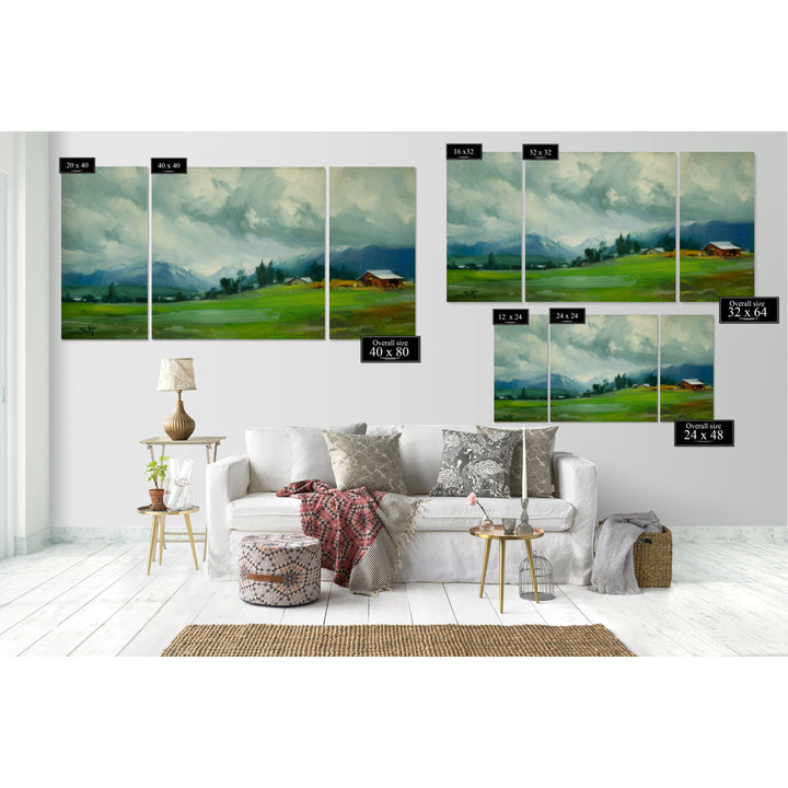 A Premium Wallowa Valley Storm - 3 Piece Print Set on Canvas Gracie Oaks Size: 40" H x 80" W x 1.5" D