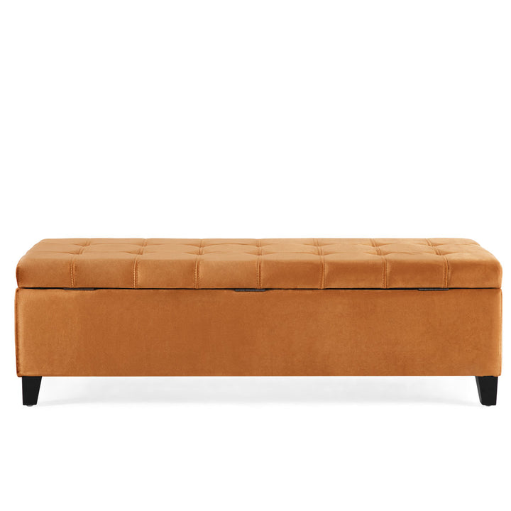 Idalynn 50.75" Wide Tufted Rectangle Storage Ottoman Lark Manor™ Body Fabric: Apricot Velvet
