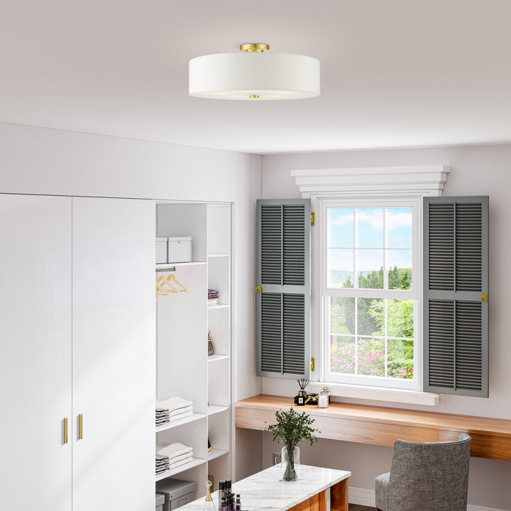 Flaire 5-Light 22" Semi Flush Mount Joss & Main Shade Color: Off-White Fixture Finish: Satin Brass