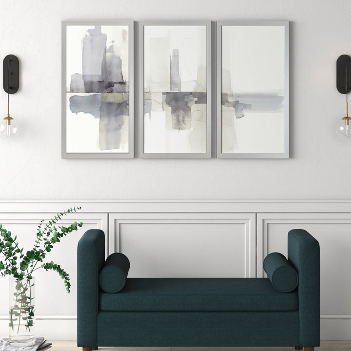 Improvisation II Gray - 3 Piece Picture Frame Multi-Piece Image Print Set on Plastic/Acrylic Mercury Row® Size: 33.5" H x 52.5" W x 1" D
