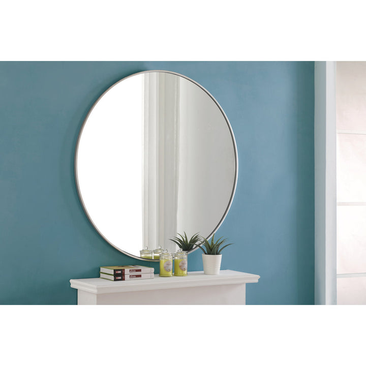 Sabine Metal Round Wall Mirror RE/FINE™ Size: 42" x 42" Finish: Silver