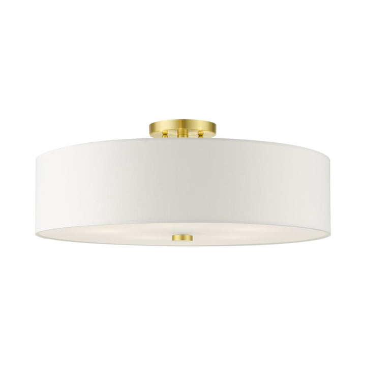 Flaire 5-Light 22" Semi Flush Mount Joss & Main Shade Color: Off-White Fixture Finish: Satin Brass