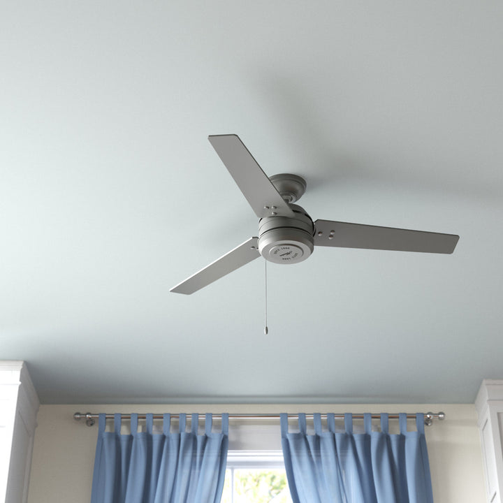 44" Cassius 3 - Blade Outdoor Standard Ceiling Fan with Pull Chain Hunter Fan Finish: Matte Silver