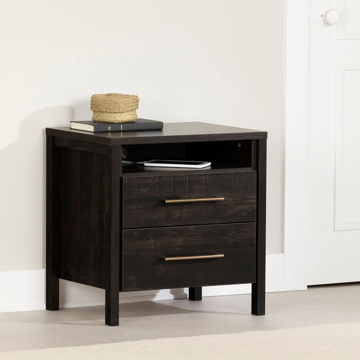 Gravity 2 - Drawer Nightstand South Shore Color: Rubbed Black