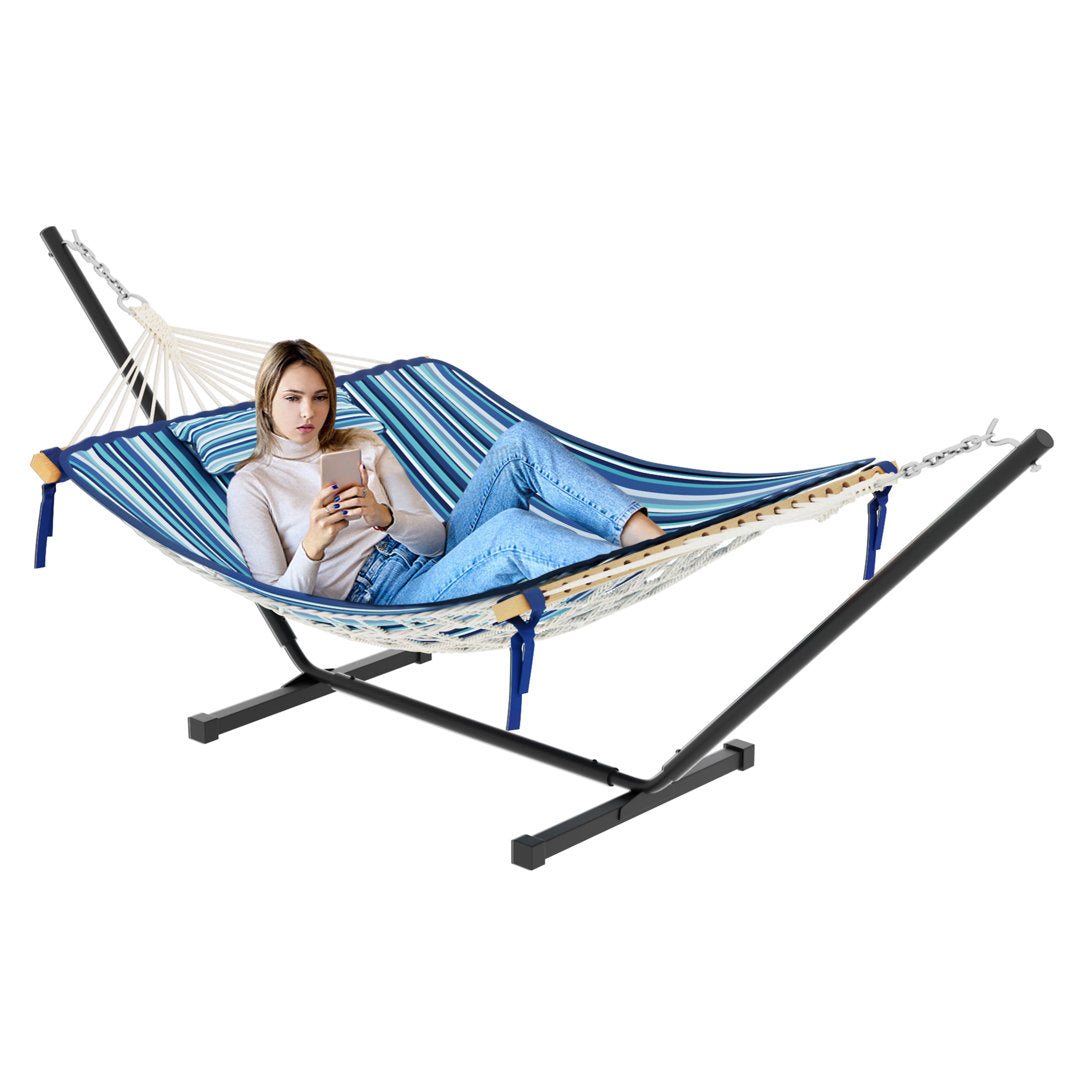 Bchester Double Spreader Bar Hammock with Stand Arlmont & Co. Color: Blue
