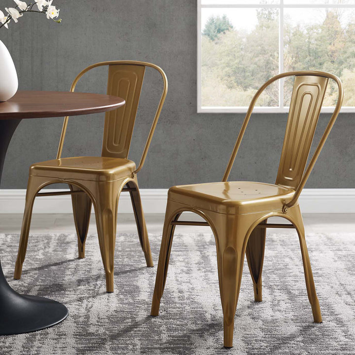 Promenade Bistro Dining Side Chair by Modway (Set of 2) Modway Color: Gold