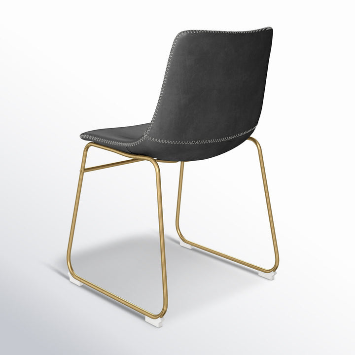 Nia Vegan Leather Side Chair (Set of 2) AllModern Frame Color: Gold, Upholstery Color: Gray
