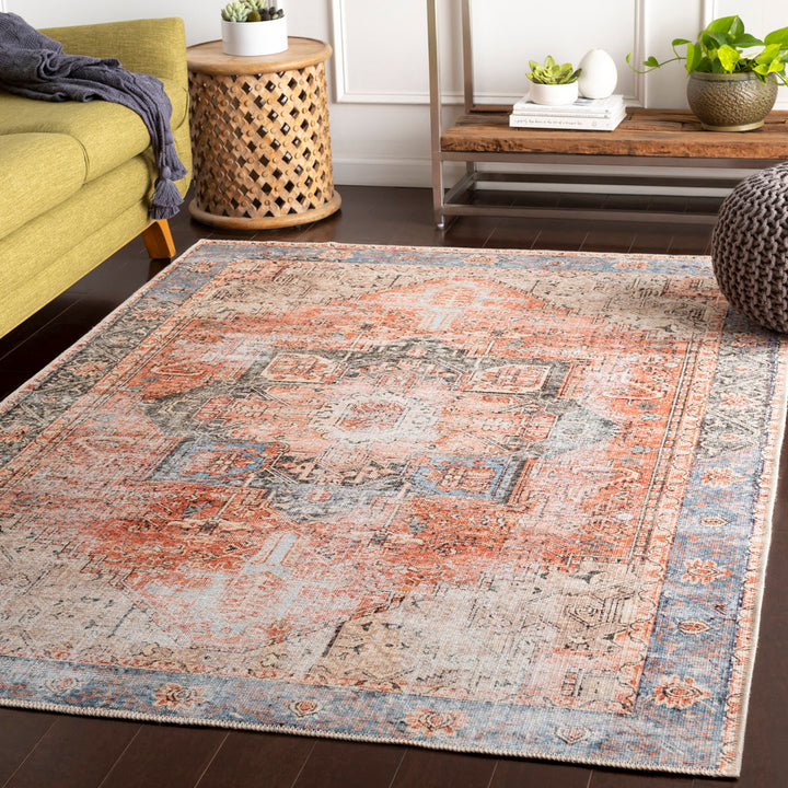 Mya Machine Washable Oriental Brick Red/Light Gray Area Rug World Menagerie Rug Size: Rectangle 8'10" x 12'