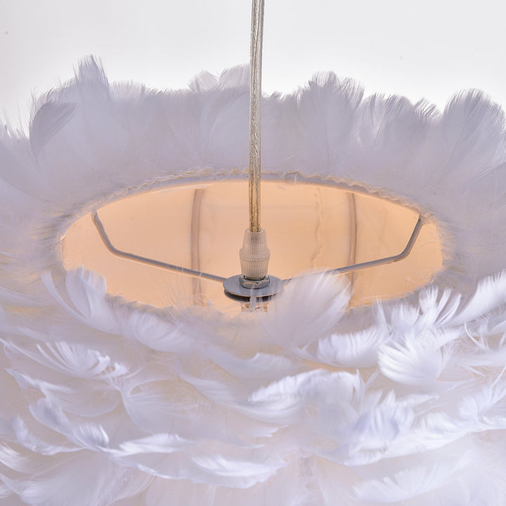 3 - Light Unique / Statement Globe Chandelier with Feather Accents Etta Avenue™ Shade Color: White