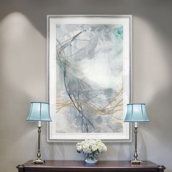 Undulating Oro II - Painting Print on Canvas Etta Avenue™ Size: 22.5" H x 30.5" W x 1.5" D Format: Silver Framed
