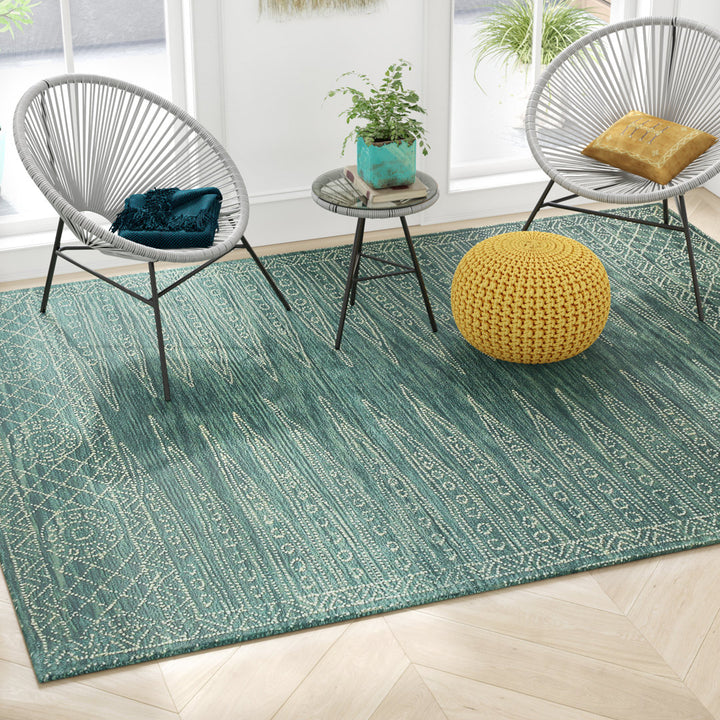 Gardea Geometric Handmade Tufted Wool Teal Area Rug Langley Street® Rug Size: Rectangle 3'6" x 5'6"