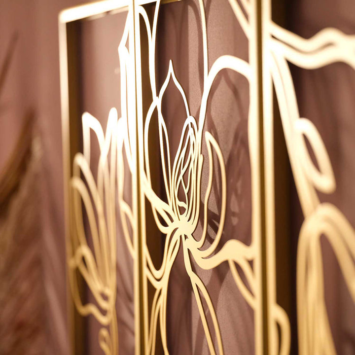 Metal Floral Wall Decor Set - 3 Piece Wall Art ARTEPERA Size: 18" H x 36" W x 1" D Finish: Gold