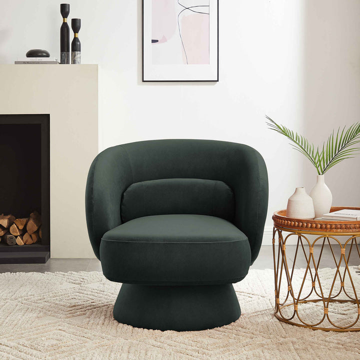 Saboor MINIMORE Modern Style Swivel Accent Chair Orren Ellis Fabric: Dark Gray Velvet
