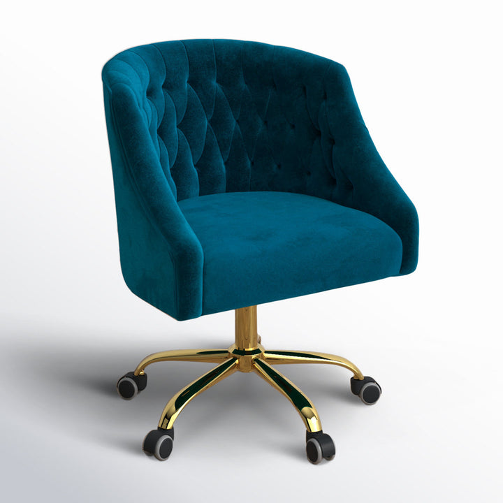 Louise 35.5'' H Velvet Hand-Curated Task Chair with Button Tufted Kelly Clarkson Home Upholstery Color: Teal Velvet