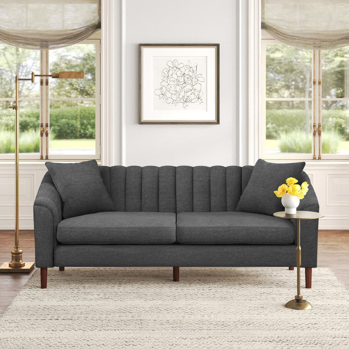 Lawson 84.5" Recessed Arm Sofa Kelly Clarkson Home Upholstery Color: Charcoal 100% Polyester