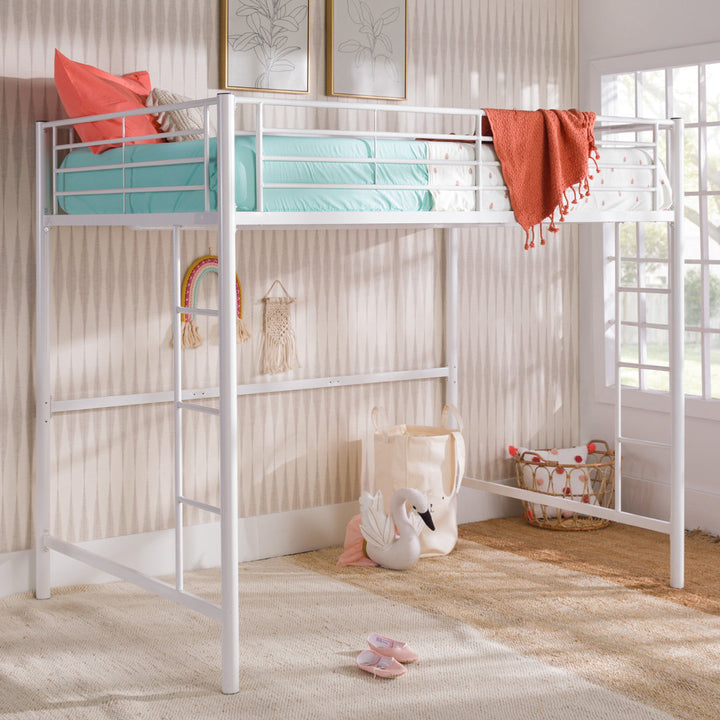 Elita Full Metal Loft Bed by Viv + Rae™ Isabelle & Max™ Bed Frame Color: White
