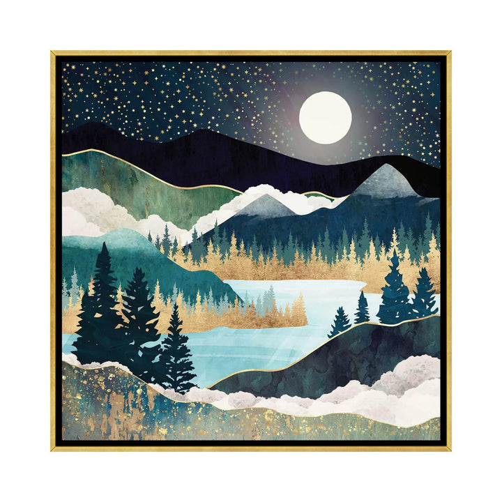 Star Lake' by SpaceFrog Designs - Print East Urban Home Size: 37" H x 37" W x 1.5" D Format: Gold Framed Canvas