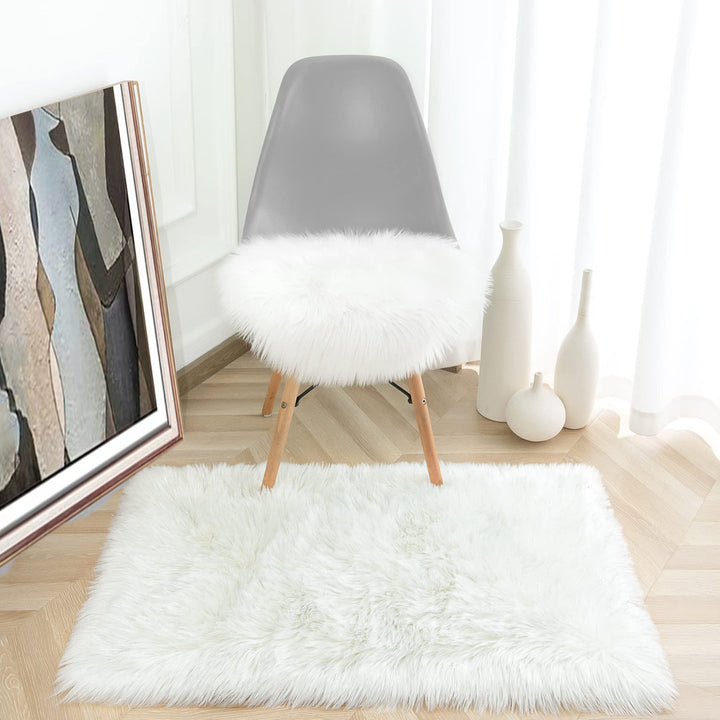 Mamduh Handmade Shag Faux Sheepskin White Rug Everly Quinn Rug Size: Rectangle 2' x 3'