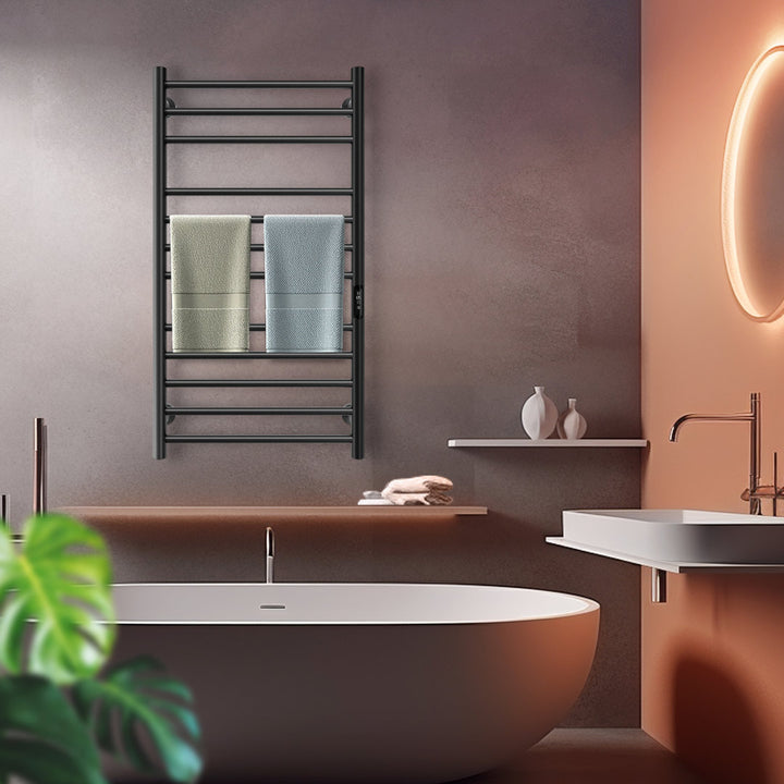 Wall Mount Heated Towel Electric Towel Warmer 12 Bars Paraheeter Finish: Black