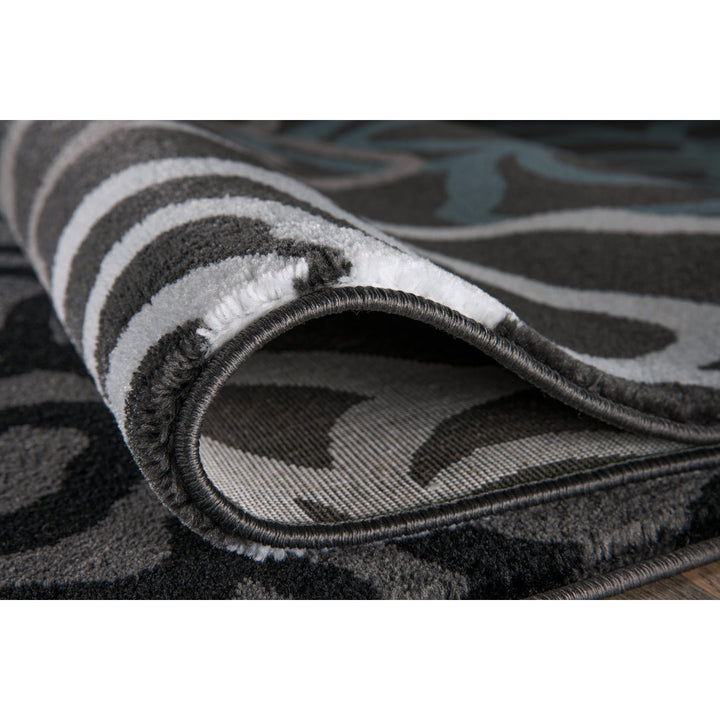 Carius Performance Floral Gray/Blue/Black/White Area Rug Winston Porter Rug Size: Rectangle 6'6" x 9'