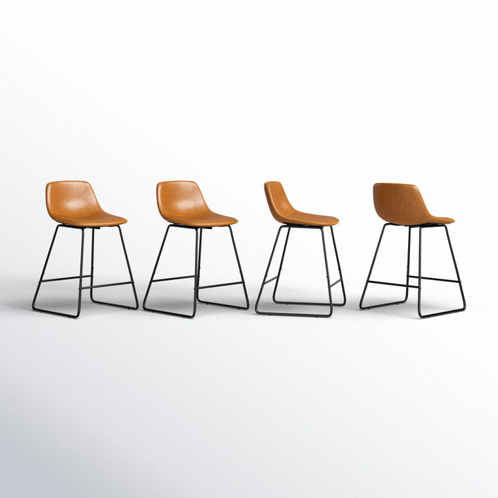 Hambrook Bar & Counter Stool (Set of 4) Trent Austin Design® Upholstery: Whiskey Brown, Seat Height: Counter Stool (24" Seat Height)