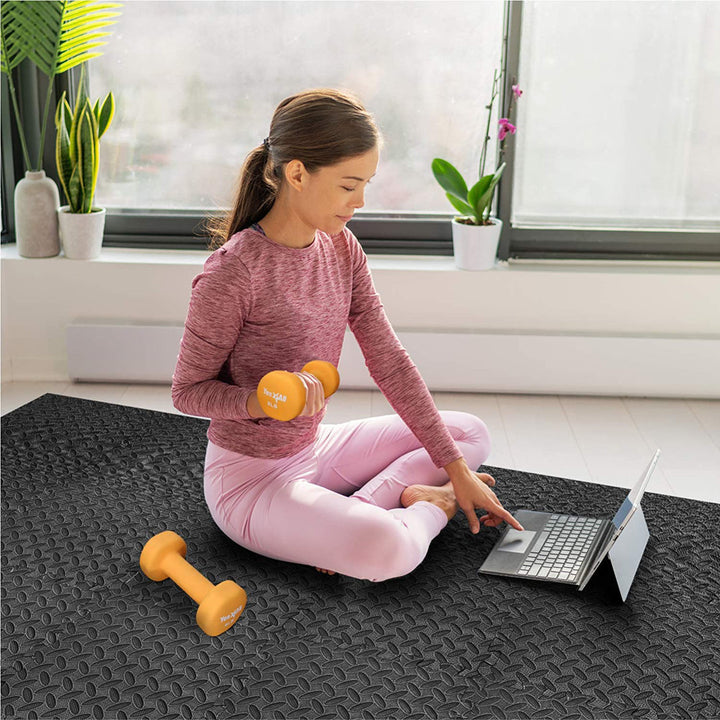 Exercise Mat Eva Foam Interlocking Tiles Protective Flooring For Gym Equipment And Cushion For Workouts 24 X 24X 0.4 Inch (Set of 6) Coofel