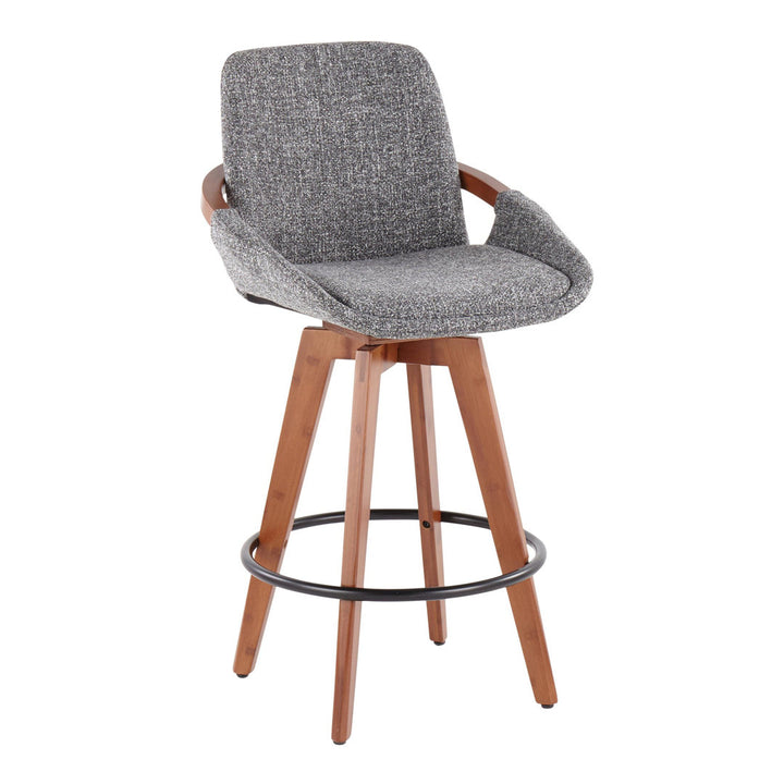 Whitacre Swivel Stool Wade Logan® Seat Height: Counter Stool (26" Seat Height), Upholstery: Gray Noise Tweed