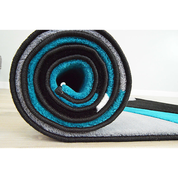 Mccampbell Abstract Turquoise/Gray/Black Area Rug Ivy Bronx Rug Size: Rectangle 8' x 11'