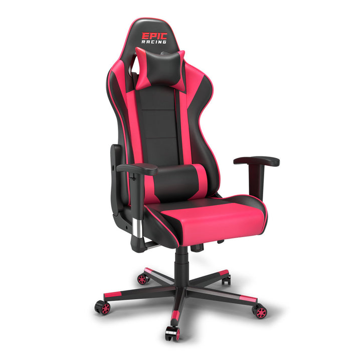Adjustable Reclining Ergonomic Faux Leather Swiveling PC & Racing Game Chair Epic Racing Color: Fuchsia