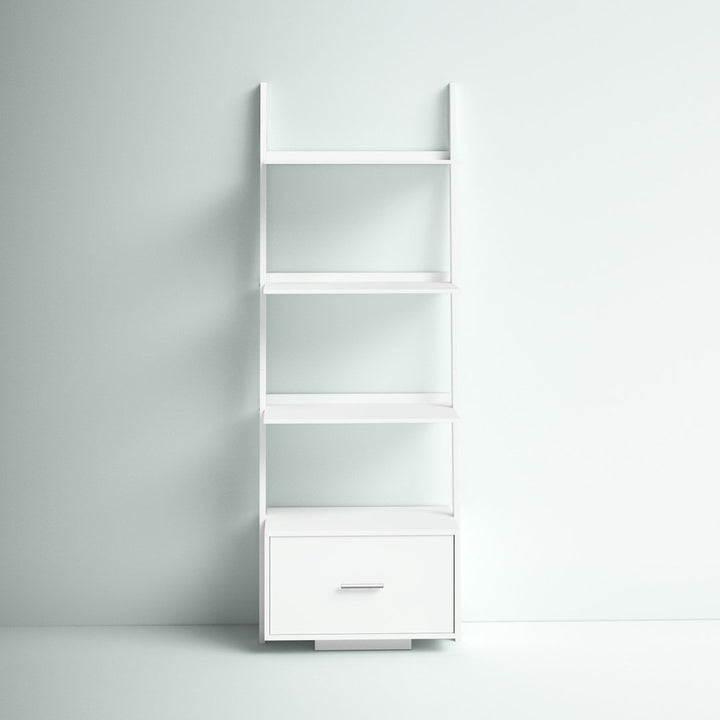 69'' H x 24.75'' W Solid Wood Ladder Bookcase Ebern Designs Color: White