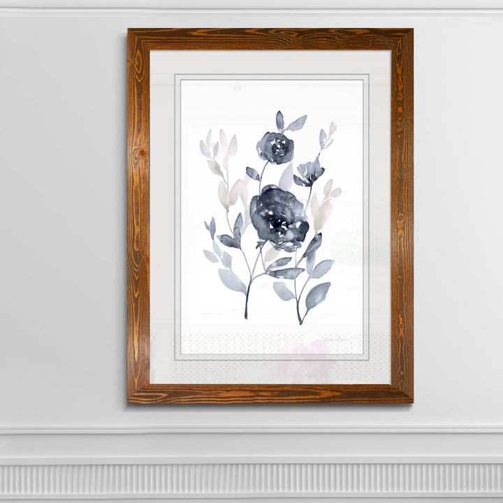 Peonies In Gray II' - Picture Frame Print on Glass Winston Porter Size: 32" H x 44" W x 1.25" D Format: Framed Maple Print